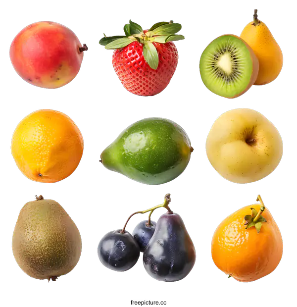 [Transparent Background PNG]Fresh Fruit Collection Isolated on White Background