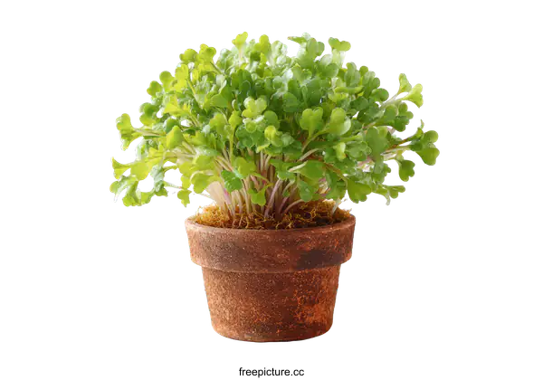 [Transparent Background PNG]Small plant in terracotta pot on white background