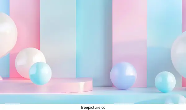Abstract 3D Background with Pastel Colors and Spheres