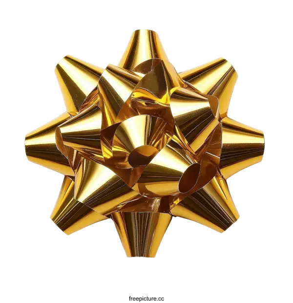 [Transparent Background PNG]Golden Gift Bow Decoration