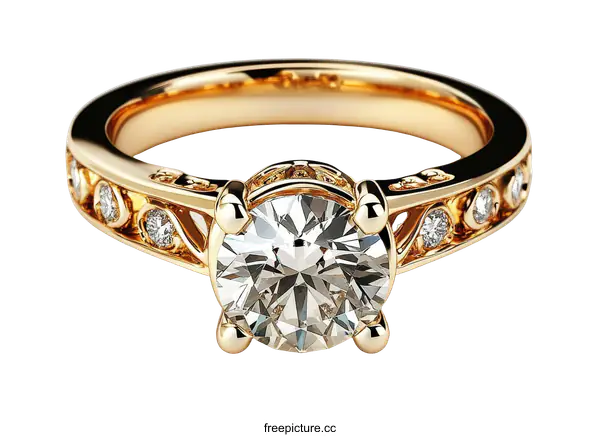 [Transparent Background PNG]Elegant Gold Diamond Ring Design