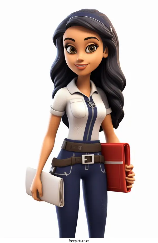 Cartoon Illustration of a Young Professional Woman