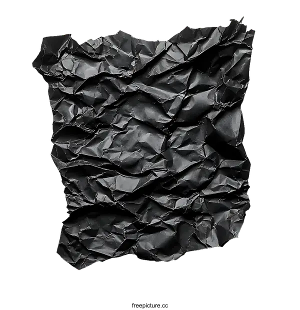 [Transparent Background PNG]Crumpled Black Paper Texture Background