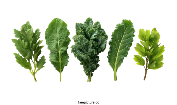 [Transparent Background PNG]Assortment of Fresh Green Leafy Vegetables