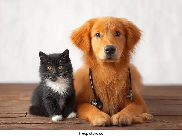 Friendly Animal Companionship at Veterinary Clinic