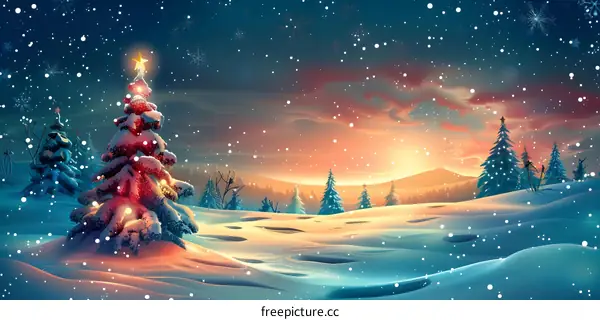 Christmas Snow Scene Illustration
