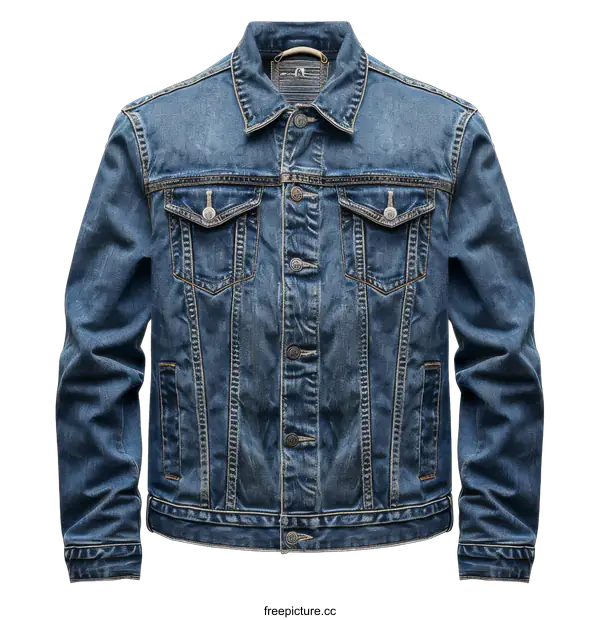 [Transparent Background PNG]Blue Denim Jacket on transparent background