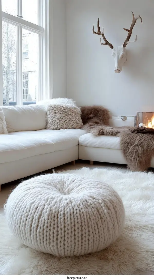 Cozy Modern White Living Room Interior Design