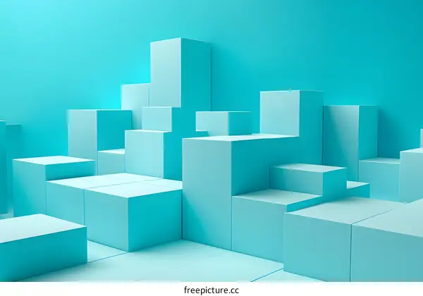 Abstract Geometric Shapes Minimalist Design Blue Background