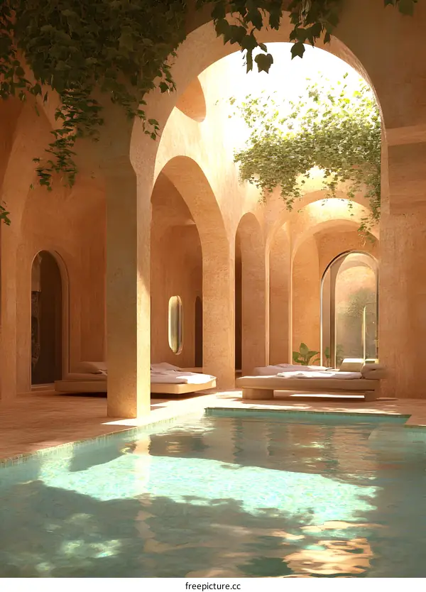 Modern Architecture Design with Pool and Arches