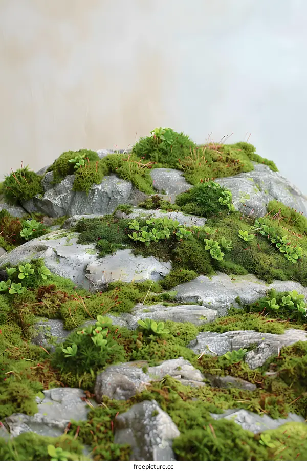 Green Moss on Rocks Background Image