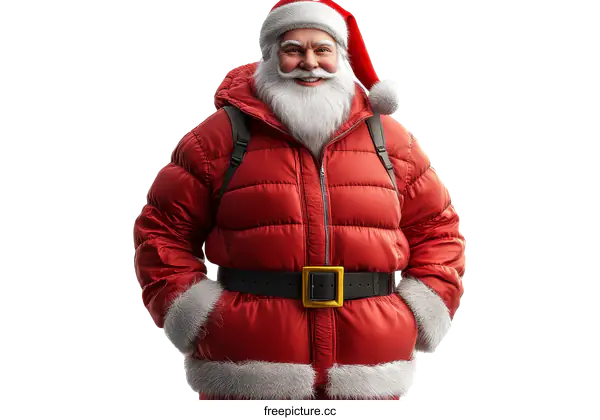 [Transparent Background PNG]Santa Claus in a Winter Jacket Illustration