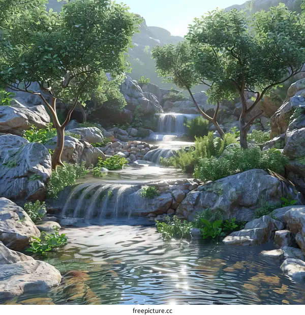 Mountain Waterfall Serenity