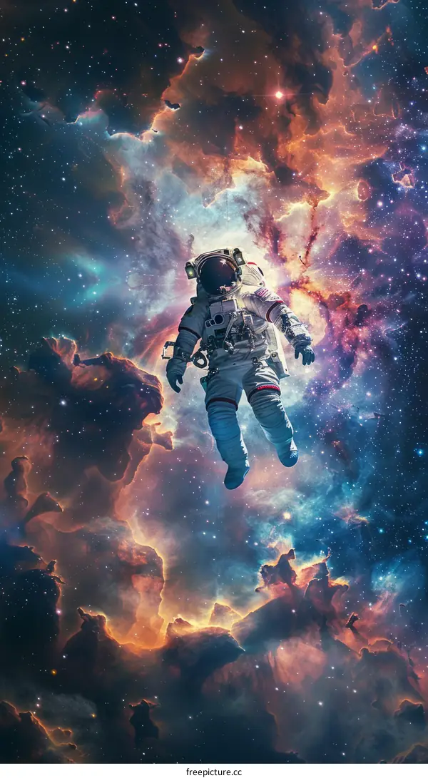 Astronaut soars through the vast expanse of space