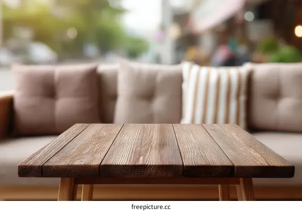 Wooden Table Top in Cafe Setting