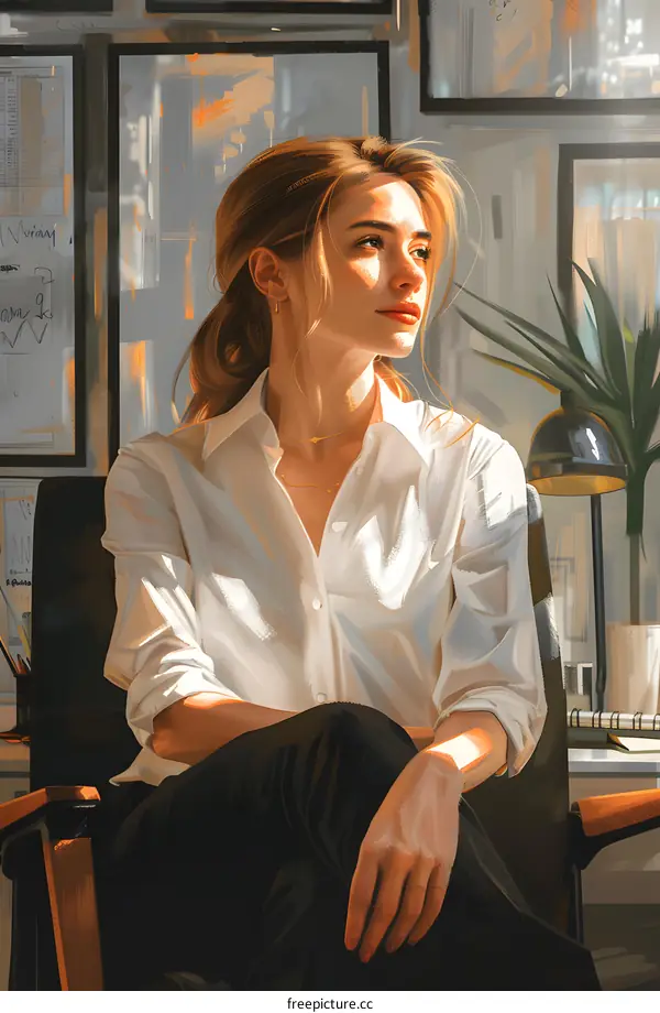 portrait of a beautiful young woman sitting in a chair