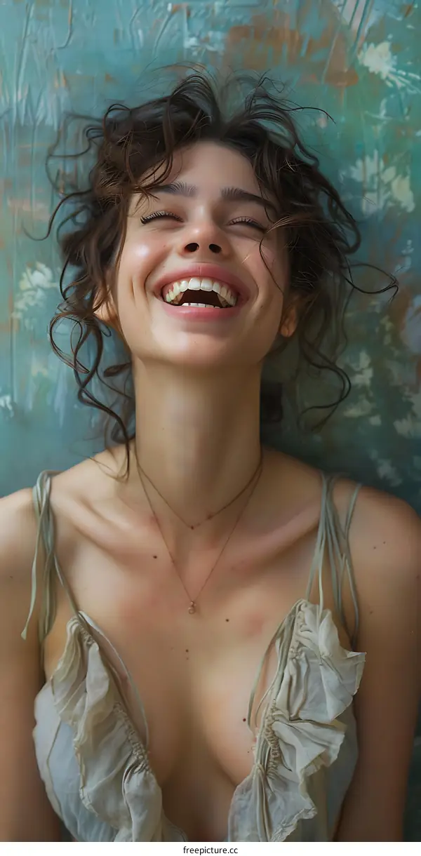 Laughing Woman Vintage Style Portrait