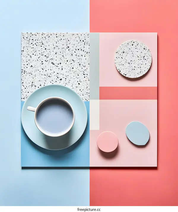 Pastel Color Coffee Cup on Abstract Background