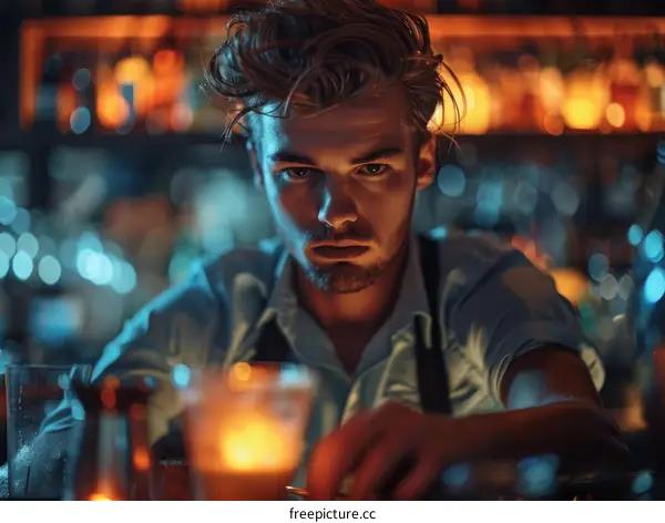 Portrait of a male bartender standing in a bar