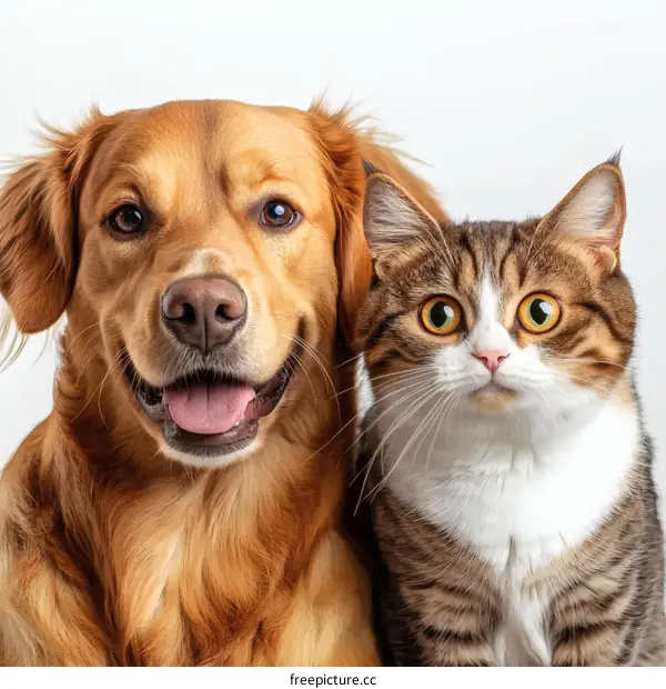 Friendly Dog and Cat Portrait