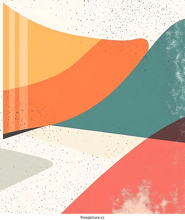 Abstract Geometric Shapes Design With Orange Yellow Green Red Colors