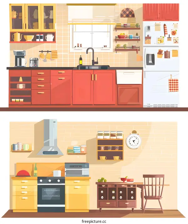 Modern Kitchen Interior Design Illustration