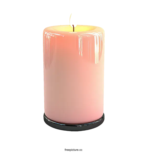 [Transparent Background PNG]3D Rendered Illustration of a Peach-Colored Candle