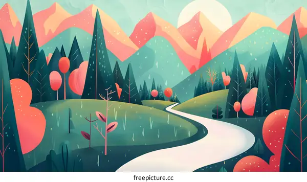 Winding Road Through Colorful Forest Landscape