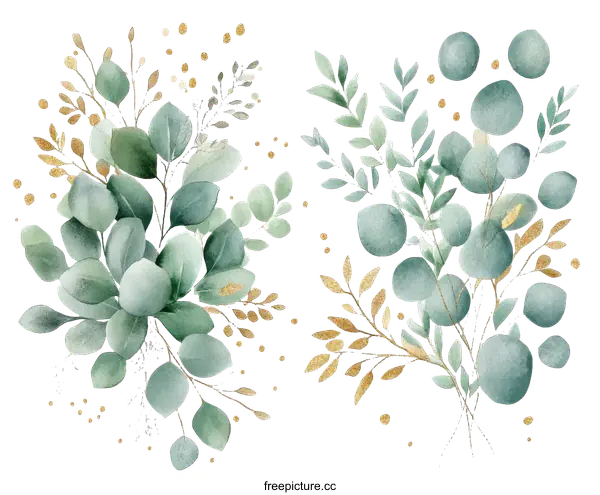 [Transparent Background PNG]Delicate Watercolor Eucalyptus Arrangement