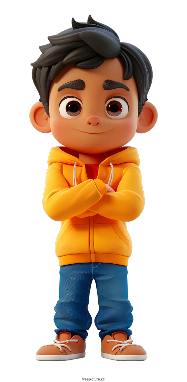 [Transparent Background PNG]3D rendering of a cute cartoon boy