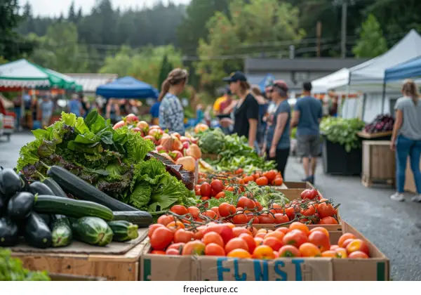Fresh and organic vegetables and fruits at a local farmer's market