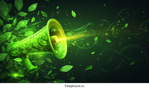 Green leaves megaphone