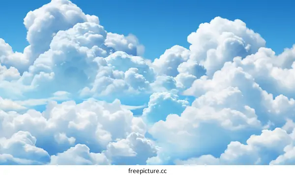 Blue Sky with Fluffy White Clouds