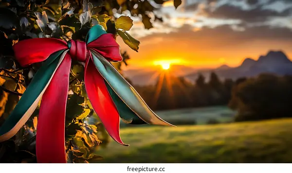 Sunset Sunrise with a Colorful Ribbon