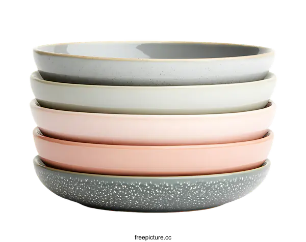 [Transparent Background PNG]Stacked Colorful Ceramic Bowls