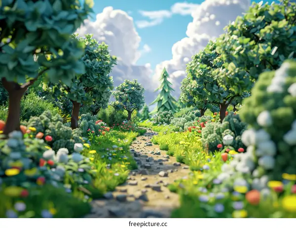 Winding Path Through Lush Green Forest