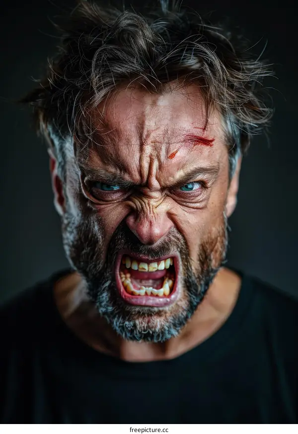 Angry Man Portrait Close Up