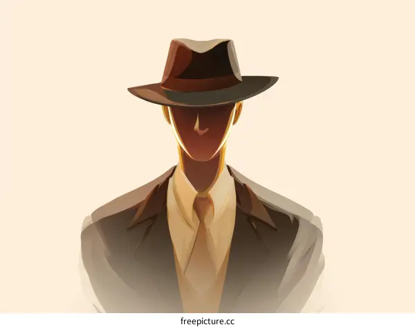 Silhouette of a Man in a Suit and Fedora