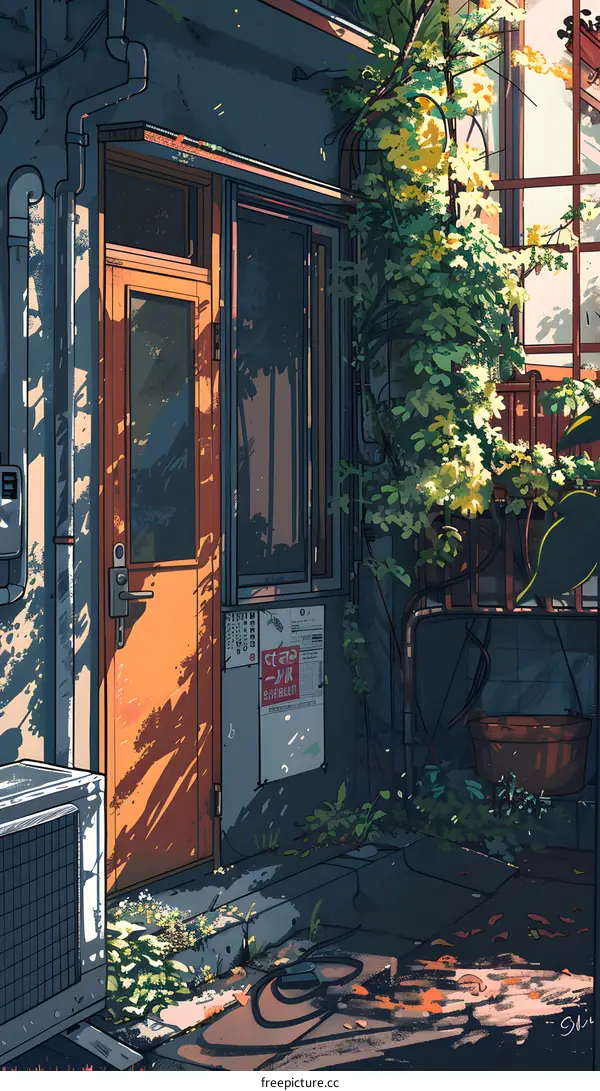 Sunlight Through the Doorway of a Japanese Building