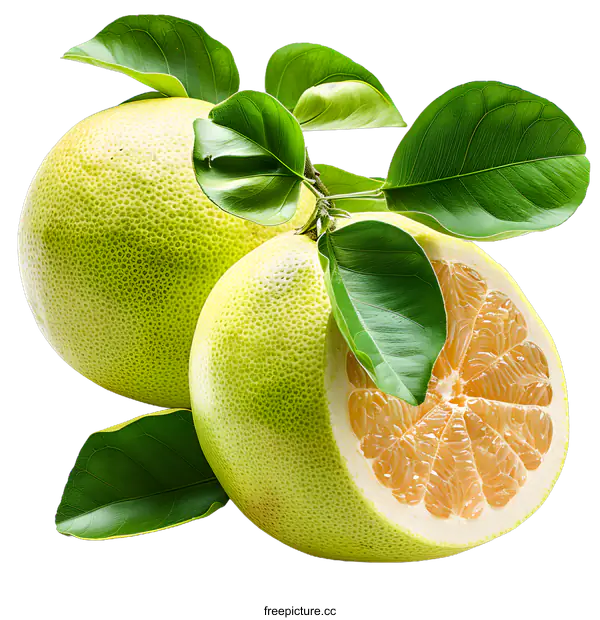 [Transparent Background PNG]Green pomelo isolated on white background