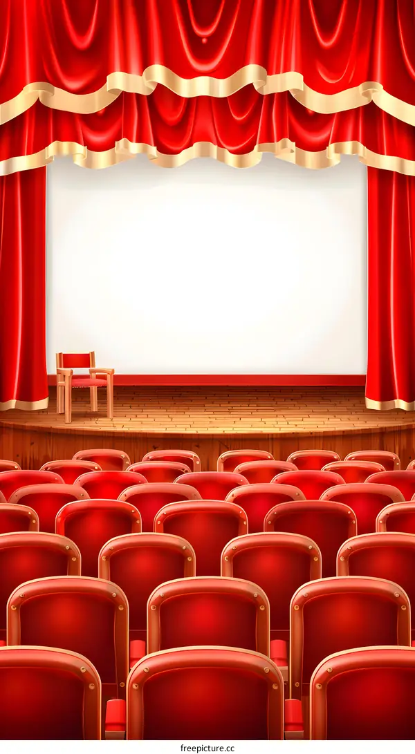 Red Curtains Theater Stage Seats Background