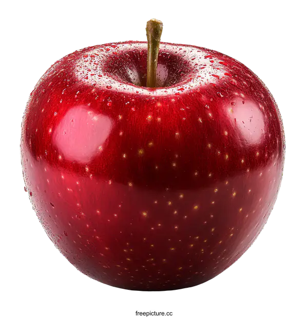 [Transparent Background PNG]Close Up of a Red Apple with Water Droplets