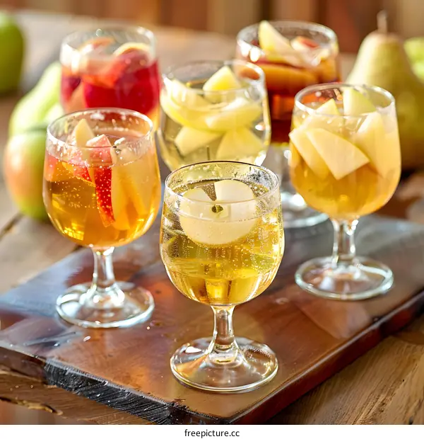 Apple Cider Sangria with Sliced Apples