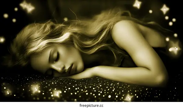 Sleeping Beauty with Golden Starry Night