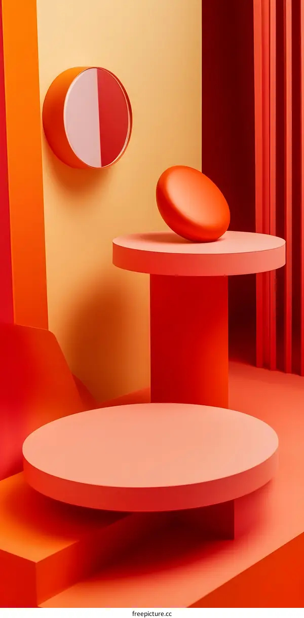 Abstract Red and Orange Geometric Shapes Background