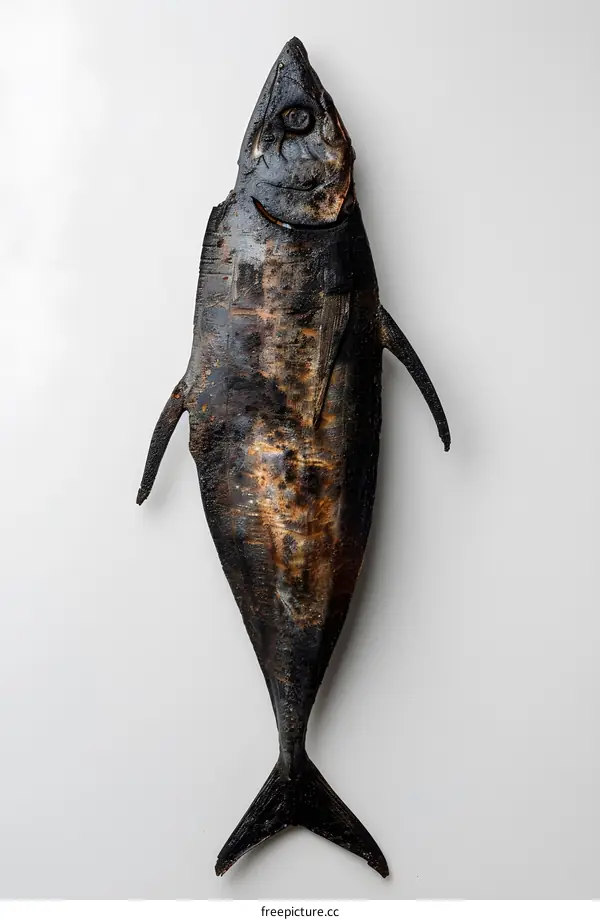 Grilled fish on white background