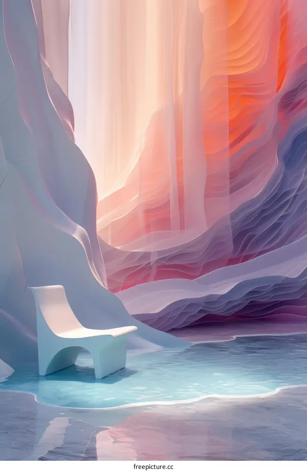 Abstract Canyon Scene with Chair