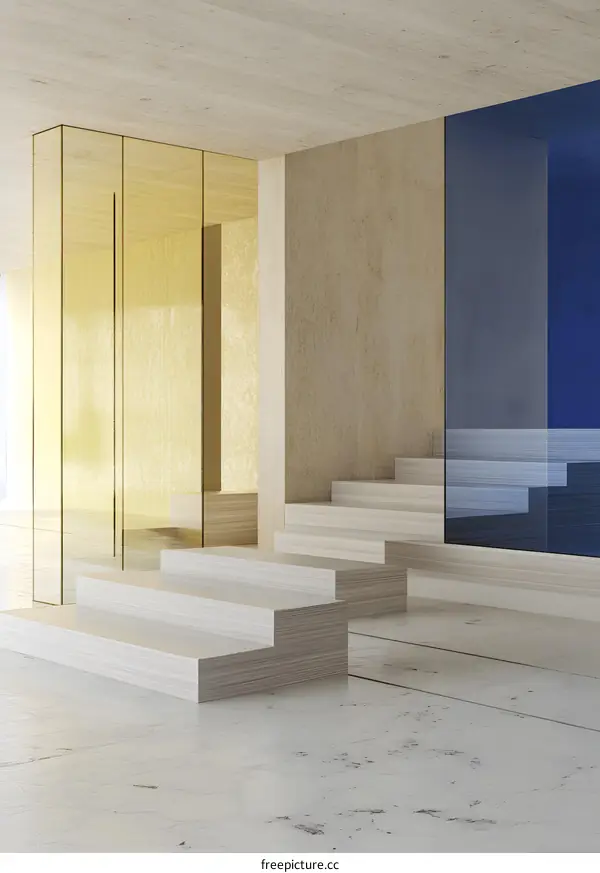 Minimalist Interior Design With Stairs and Glass Walls