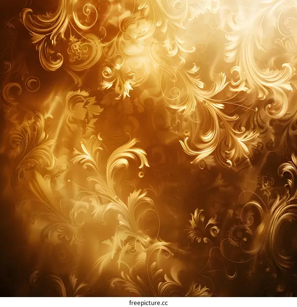 Golden floral relief background