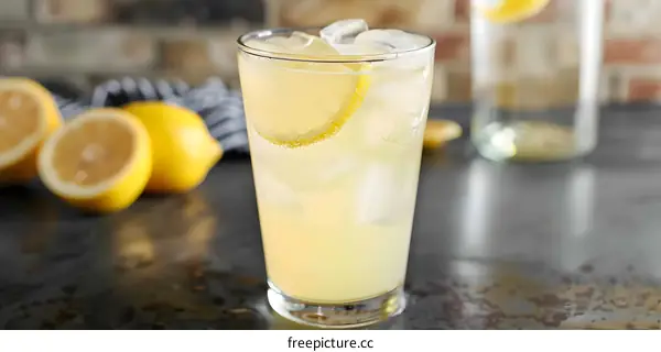 Refreshing Lemon Soda Drink with Ice